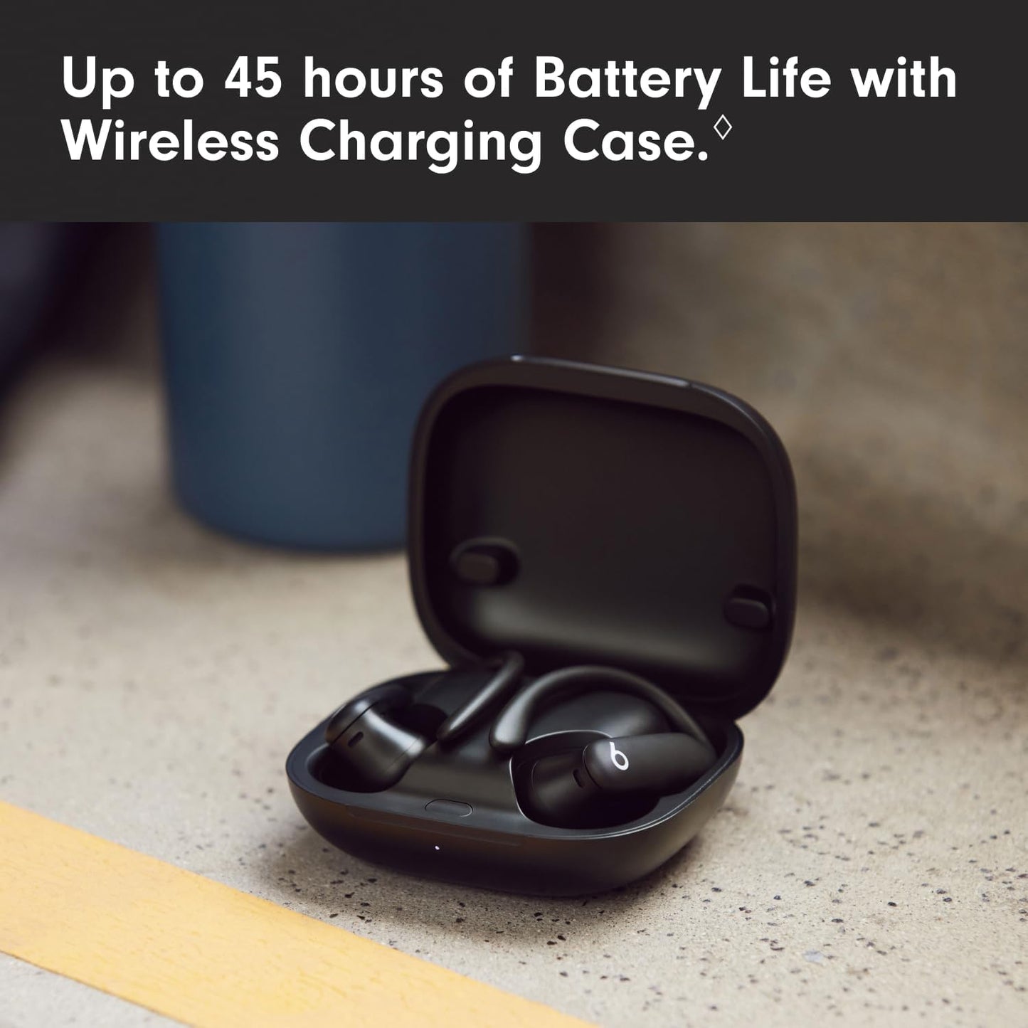 Power Pro 2 Wireless Bluetooth Earbuds - Noise Cancelling, Heart Rate Monitor, IPX4, up to 45H Battery & Charging Case, Works with Apple & Android - Jet Black
