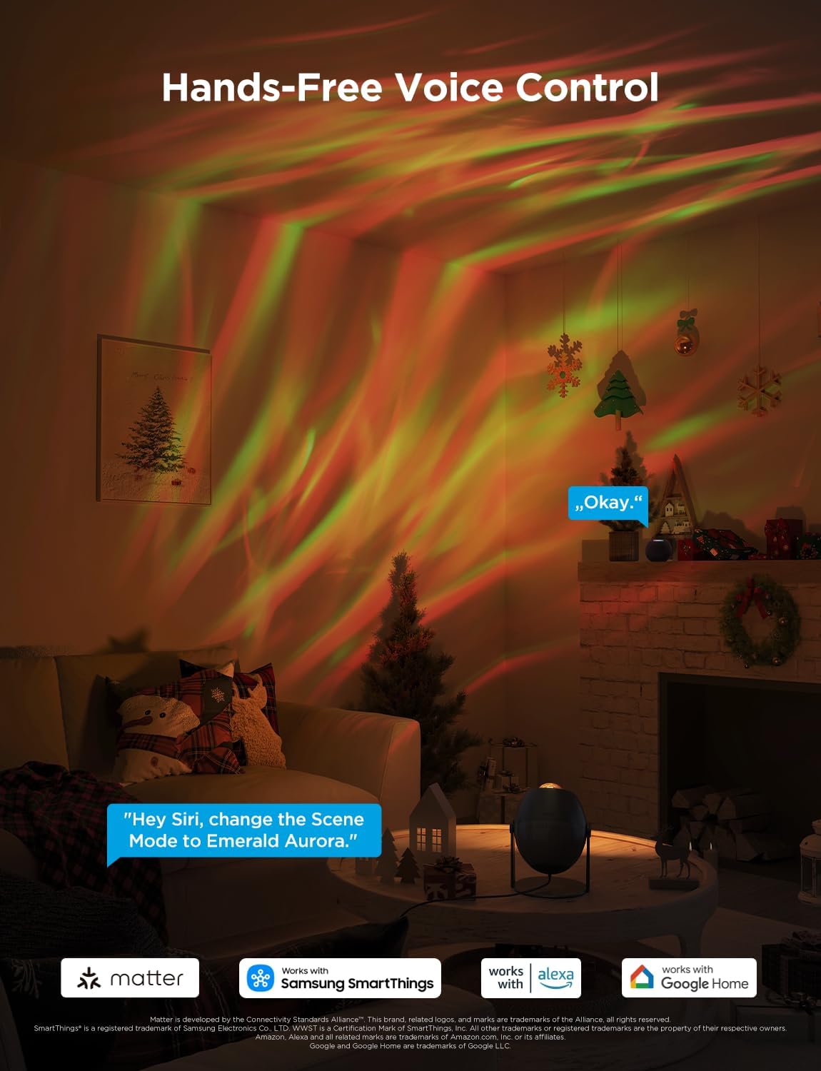 Star Light Projector - 3 Aurora Effects, Smart Home Compatible, 52 Scene Modes & 18 White Noise Options for Ultimate Relaxation