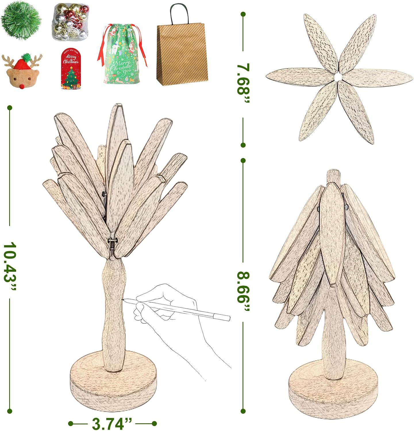 Charming Wooden Christmas Tree Trivet - 7.7 Inch Hot Dish Protector with Stand, Perfect Holiday Gift for Home Chefs!