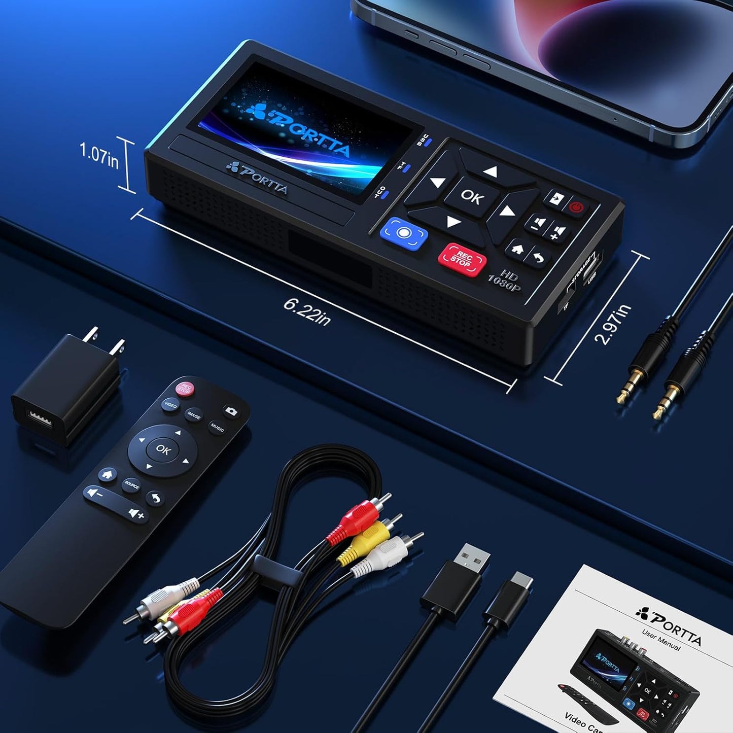 VHS to Digital Converter, Video to Digital Recorder with Remote, Compatible with VHS, VCR, DVR, DVD, Hi8, Mini DV Players, Camcorder, Gaming Consoles (Tapes/Dvd Player Not Included)