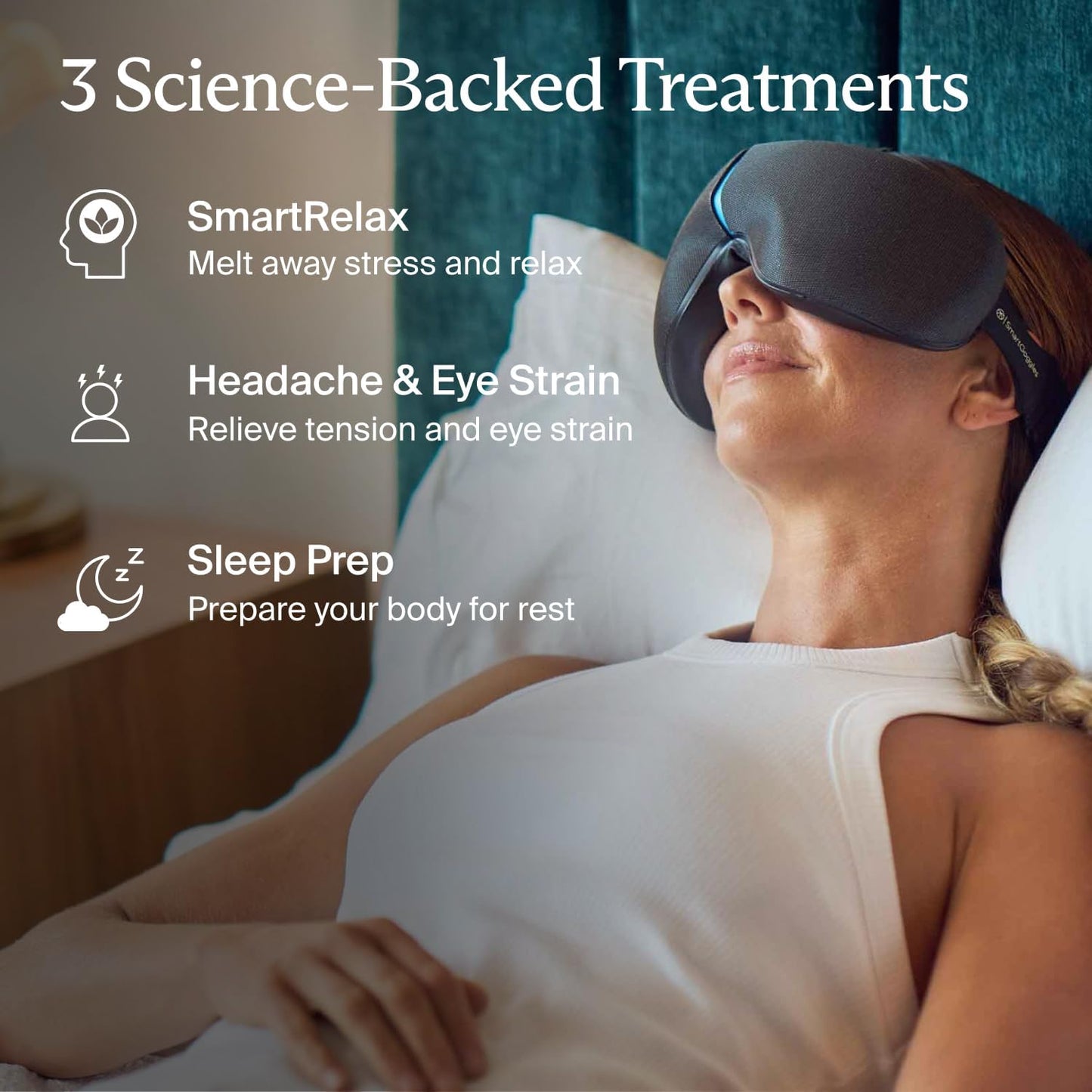 Therabody Smartgoggles (2Nd Generation) Heated Eye Mask & Eye Massager - Blackout Sleep Mask & Temple Massage for Personalized Relaxation, Stress Relief & Headache Relief