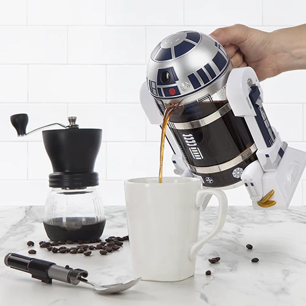 Mocha Hand-Cranked Coffee Machine Robot Star French Press Coffee Maker Machine,24Cm High