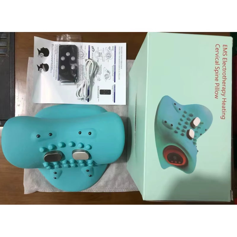 Electric Neck Cervical Traction Massager Vibration Kneading Massage Pillow Ergonomic Head Pillow