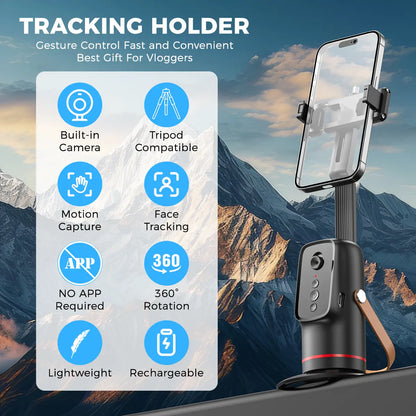 Smart Auto Face Tracking Tripod with Gesture Control - 360° Rotating Phone Mount for Live Streaming, Vlogging, and Selfies