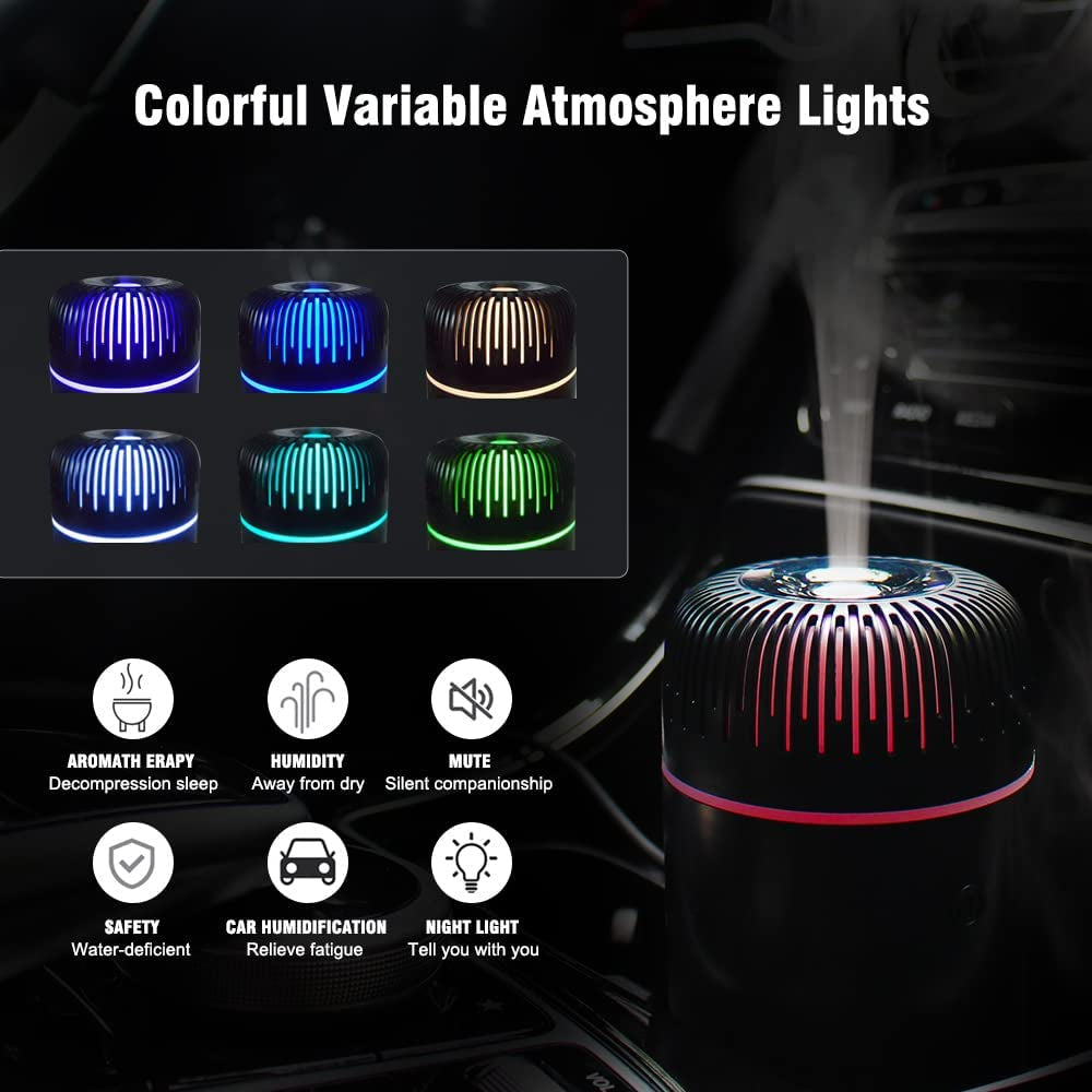 Car Diffuser - 100ml USB Mini Aromatherapy Humidifier & Air Freshener for Essential Oils - Portable for Auto & Home Use (Black)