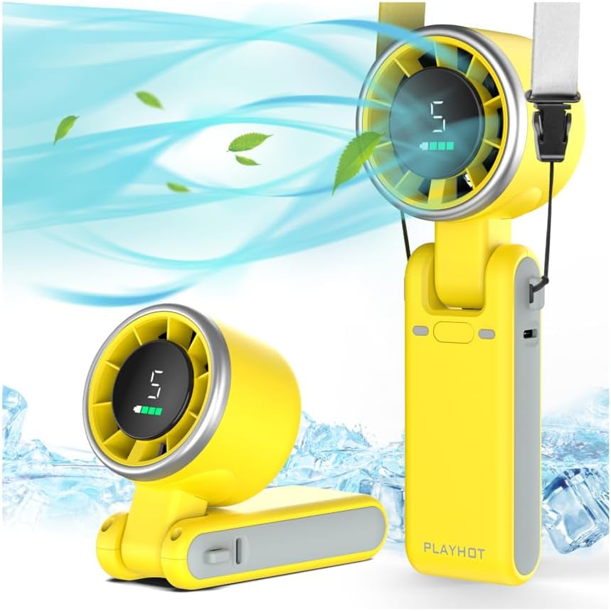 3-in-1 Portable Handheld Turbo Fan - 5 Speed, Battery Operated, 12 Hours of Cooling Power for Outdoor Activities, Travel & Beach (Black)