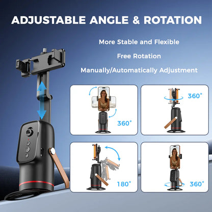 Smart Auto Face Tracking Tripod with Gesture Control - 360° Rotating Phone Mount for Live Streaming, Vlogging, and Selfies