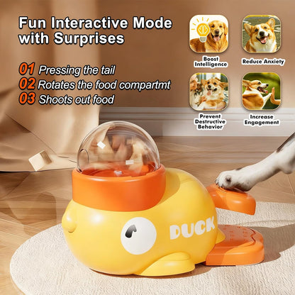 Engaging Duck-Shaped Interactive Dog and Cat Treat Dispenser - Fun Food Puzzle Slow Feeder for IQ Training and Exercise