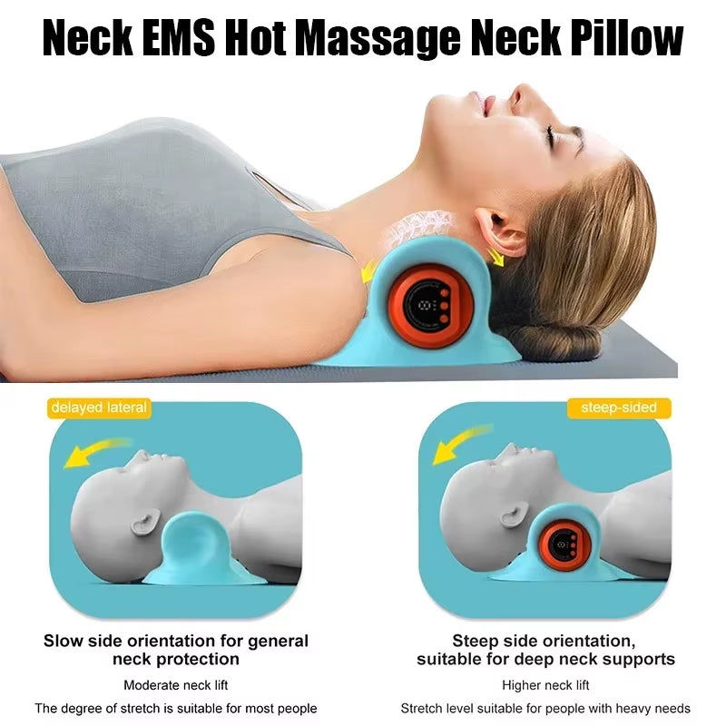 Electric Neck Cervical Traction Massager Vibration Kneading Massage Pillow Ergonomic Head Pillow