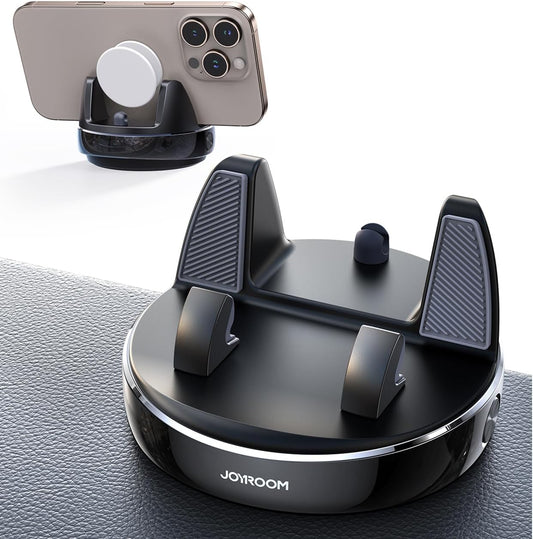 360° Adjustable Car Phone Holder - Anti-Glare Dashboard Stand for Smartphones & GPS, Slip-Free Spring Snap Design