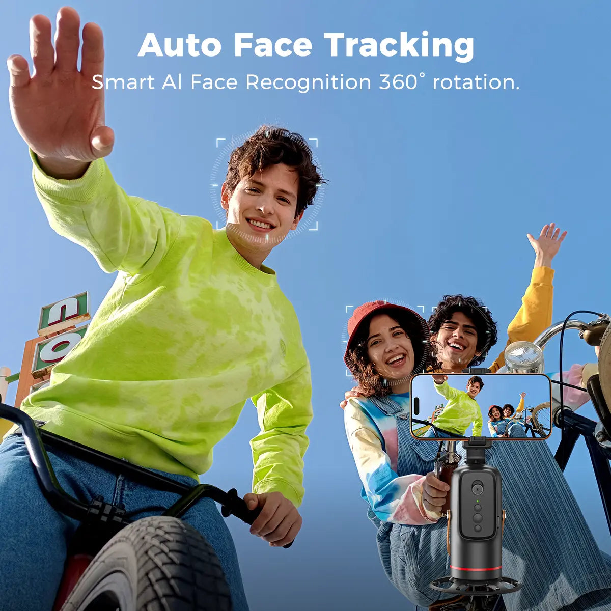 Smart Auto Face Tracking Tripod with Gesture Control - 360° Rotating Phone Mount for Live Streaming, Vlogging, and Selfies