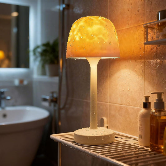 Cordless Waterproof Shower Lamp - Rechargeable 16 Color Ocean Wave Projector with Touch & Remote Control - Spa-Like Mood Light for Bathtub and Shower