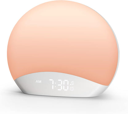 Sunrise Alarm Clock & Sound Machine - Wood Grain Design, Dimmable Nightlight, 26 Sleep Sounds, Perfect for Babies & Adults