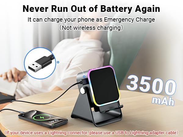 5-in-1 Wireless Induction Speaker & Phone Stand - Colorful Rechargeable Bluetooth Audio for iPhone & Android - Perfect Birthday Gift for Men, Women & Teens (Black)