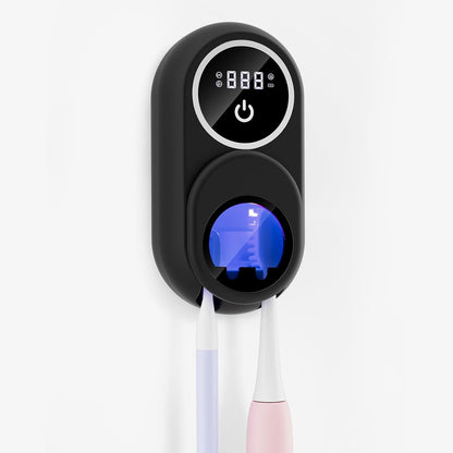 UV Toothbrush Sanitizer & Holder - 2 Slot Wall-Mounted Toothbrush Cleaner with LED Smart Screen, Fan & Heat Drying for a Hygienic Bathroom (White)