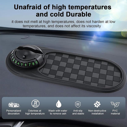 Multifunction Car Anti-Slip Mat, Car Dashboard Mobile Phone Holder, Auto Universal Rotatable anti Skid with Temporary Parking Number