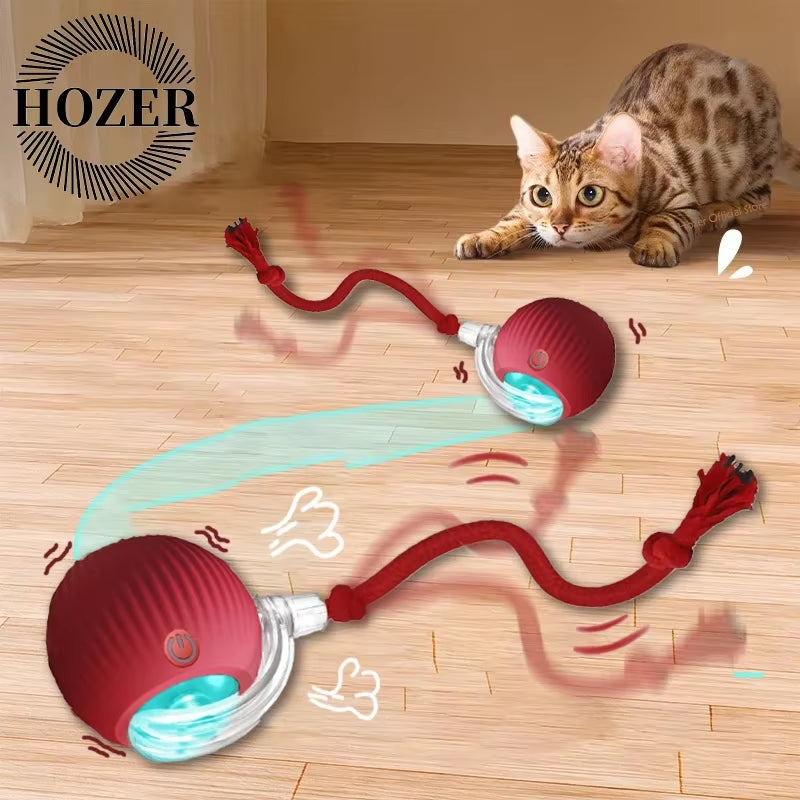Rechargeable Interactive Cat Ball Toys - Automatic Rolling & Faux Tail Design for Ultimate Playtime Fun!