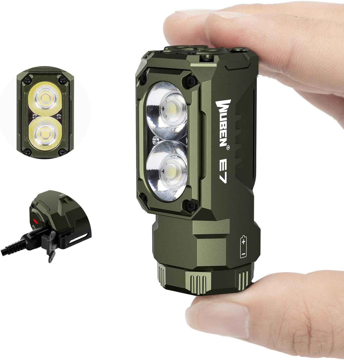 E7 Mini Flashlight - 1800 Lumen Rechargeable LED with Magnet, 6 Bright Modes, IP68 Waterproof, Perfect for Camping and Emergency Use