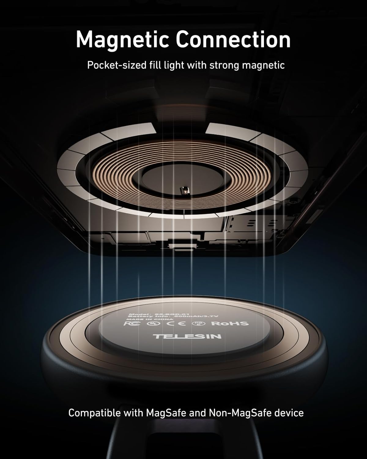 C03 Magnetic Selfie Light - Perfect for iPhone MagSafe, CRI97 360° LED Ring Light with Mirror for Stunning Selfies, Photography, TikTok, Zoom Calls & Video Conferencing
