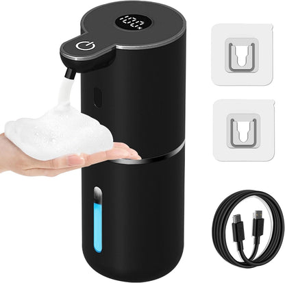 Touchless Automatic Liquid Soap Dispenser - USB Rechargeable, Adjustable 6 Levels, 12.8Oz Wall Mounted for Kitchen & Bathroom - Sleek White Design
