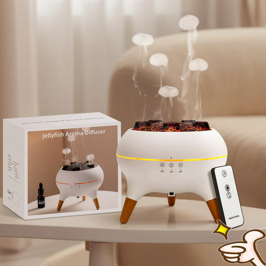 Jellyfish Ultrasonic Diffuser & Humidifier - 0.66Gal, Remote Control, 7 LED Colors, Easy Clean, Quiet Cool Mist for Home, Office, and Nursery