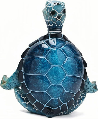 Sea Turtle Meditation Yoga Decor, Garden Figurine Sea Turtle Meditating Coastal Beach Decorations, Zen Yoga Resin Statue for Home Office Decorations (Put the Palm Separate)