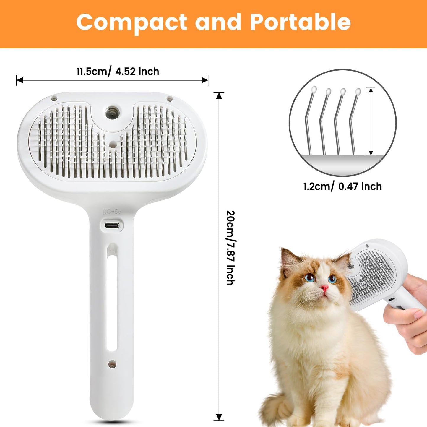 Revolutionary 3-in-1 Pet Steam Brush: Effortless Grooming & Shedding Solution for Cats and Dogs with Mist Spray for Luxurious Care - Ideal for All Coat Types (White)