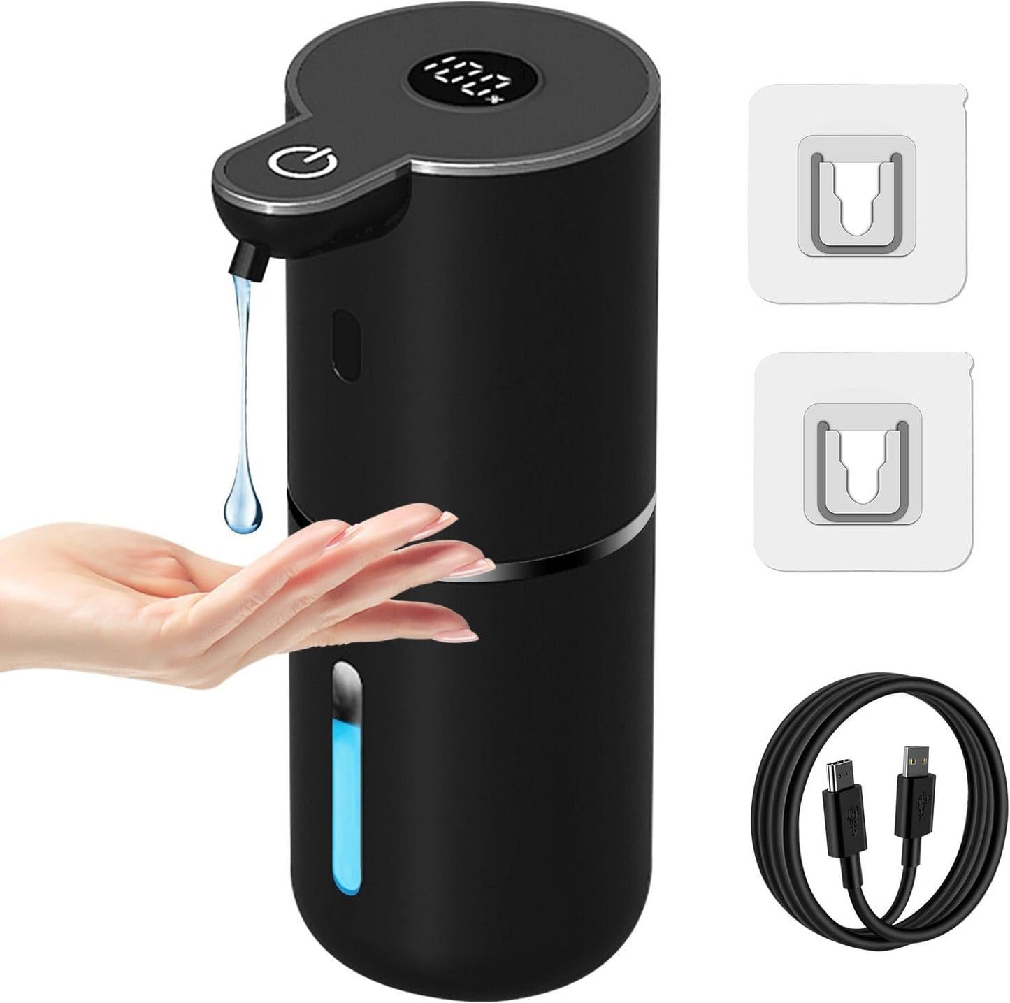 Touchless Automatic Liquid Soap Dispenser - USB Rechargeable, Adjustable 6 Levels, 12.8Oz Wall Mounted for Kitchen & Bathroom - Sleek White Design