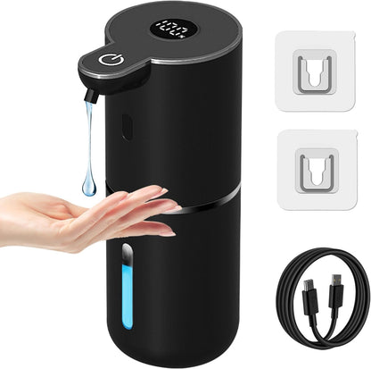 Touchless Automatic Liquid Soap Dispenser - USB Rechargeable, Adjustable 6 Levels, 12.8Oz Wall Mounted for Kitchen & Bathroom - Sleek White Design