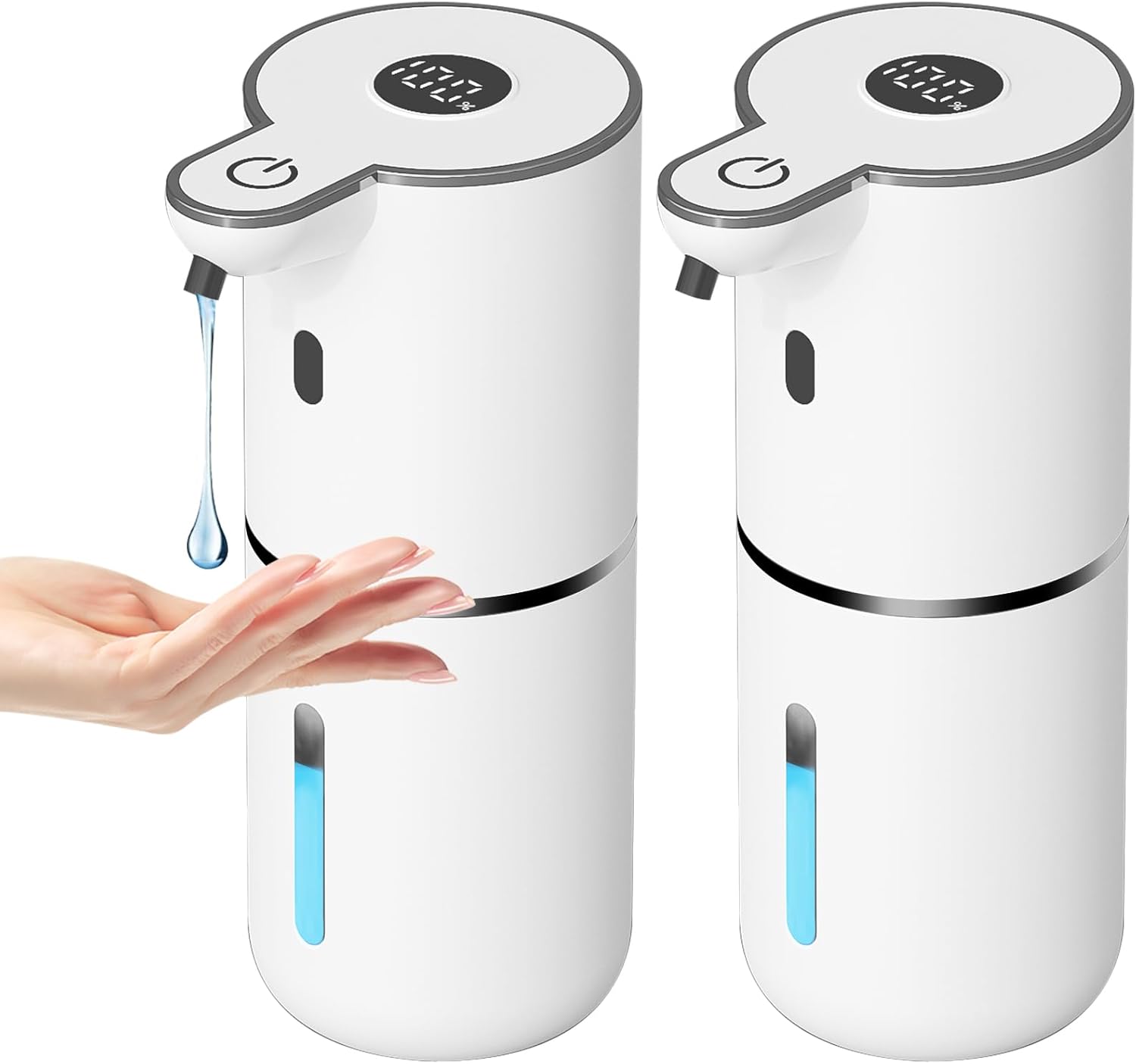 Touchless Automatic Liquid Soap Dispenser - USB Rechargeable, Adjustable 6 Levels, 12.8Oz Wall Mounted for Kitchen & Bathroom - Sleek White Design