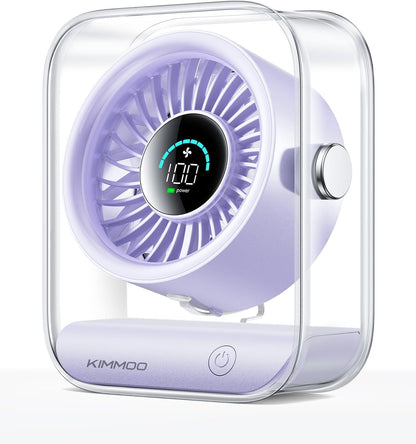 Rechargeable USB Desk Fan - Ultra Quiet, 100 Speed Turbo Airflow, Digital Display & 90° Rotation - Perfect for Home, Office & Travel - Compact & Portable in Black