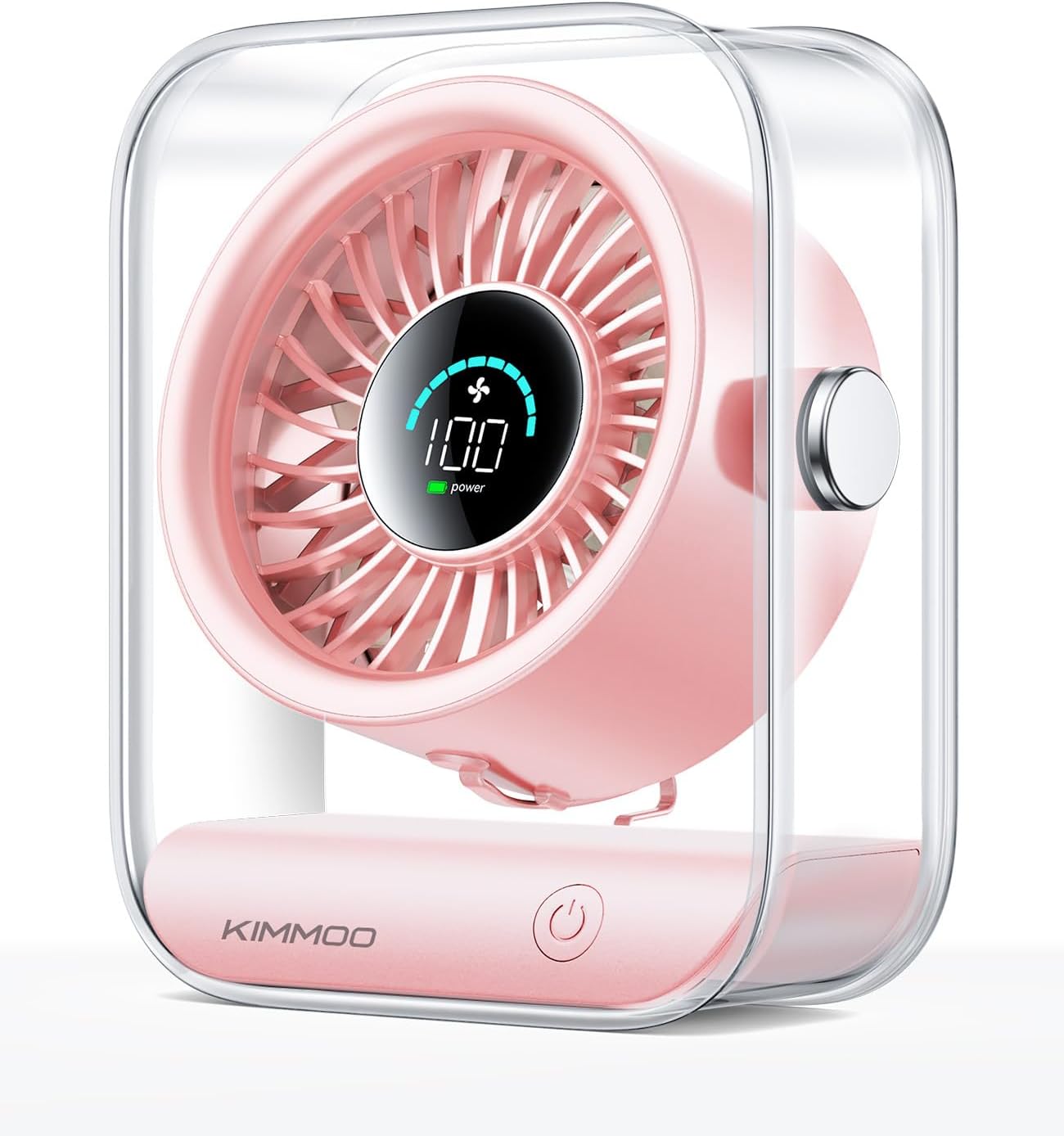 Rechargeable USB Desk Fan - Ultra Quiet, 100 Speed Turbo Airflow, Digital Display & 90° Rotation - Perfect for Home, Office & Travel - Compact & Portable in Black