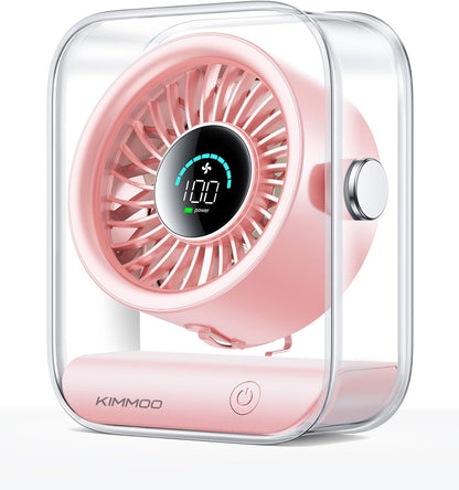 Rechargeable USB Desk Fan - Ultra Quiet, 100 Speed Turbo Airflow, Digital Display & 90° Rotation - Perfect for Home, Office & Travel - Compact & Portable in Black