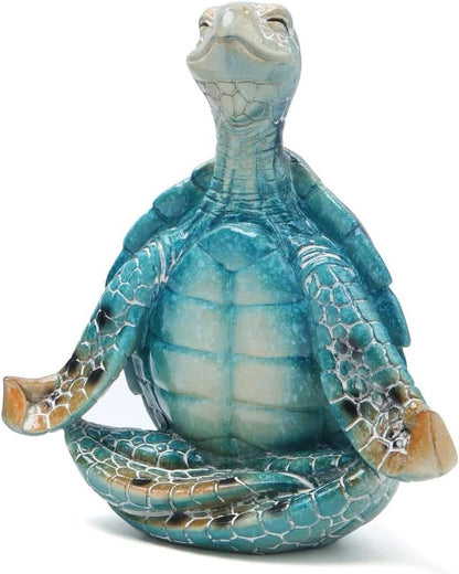 Sea Turtle Meditation Yoga Decor, Garden Figurine Sea Turtle Meditating Coastal Beach Decorations, Zen Yoga Resin Statue for Home Office Decorations (Put the Palm Separate)