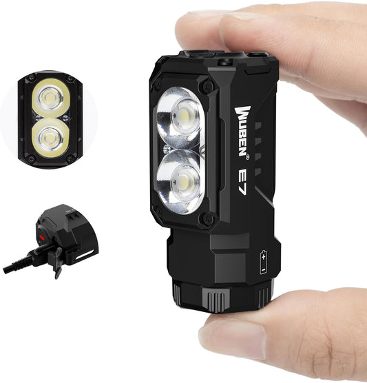 E7 Mini Flashlight - 1800 Lumen Rechargeable LED with Magnet, 6 Bright Modes, IP68 Waterproof, Perfect for Camping and Emergency Use