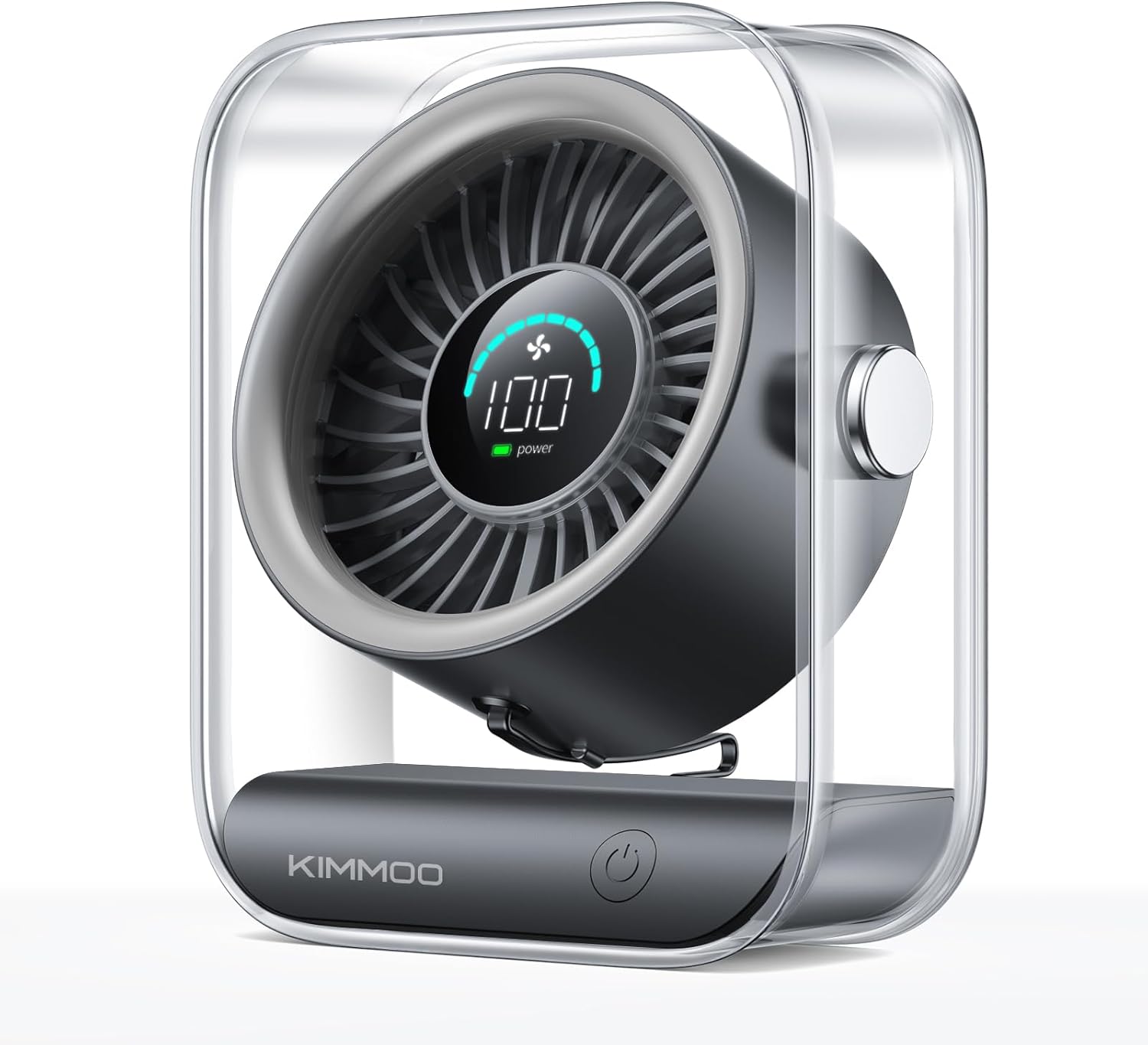 Rechargeable USB Desk Fan - Ultra Quiet, 100 Speed Turbo Airflow, Digital Display & 90° Rotation - Perfect for Home, Office & Travel - Compact & Portable in Black