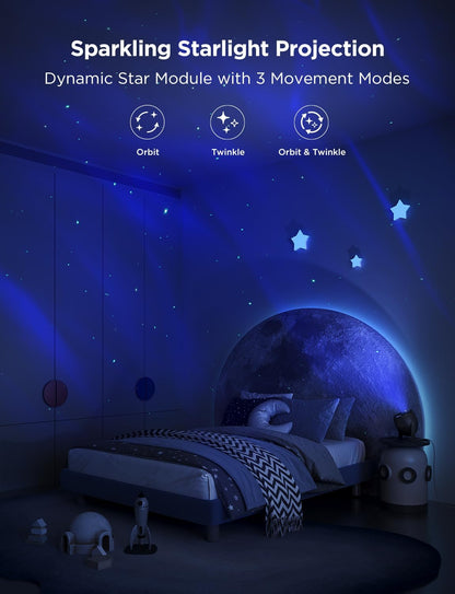 Star Light Projector - 3 Aurora Effects, Smart Home Compatible, 52 Scene Modes & 18 White Noise Options for Ultimate Relaxation