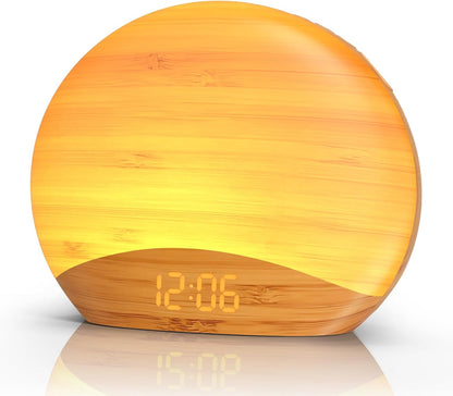 Sunrise Alarm Clock & Sound Machine - Wood Grain Design, Dimmable Nightlight, 26 Sleep Sounds, Perfect for Babies & Adults