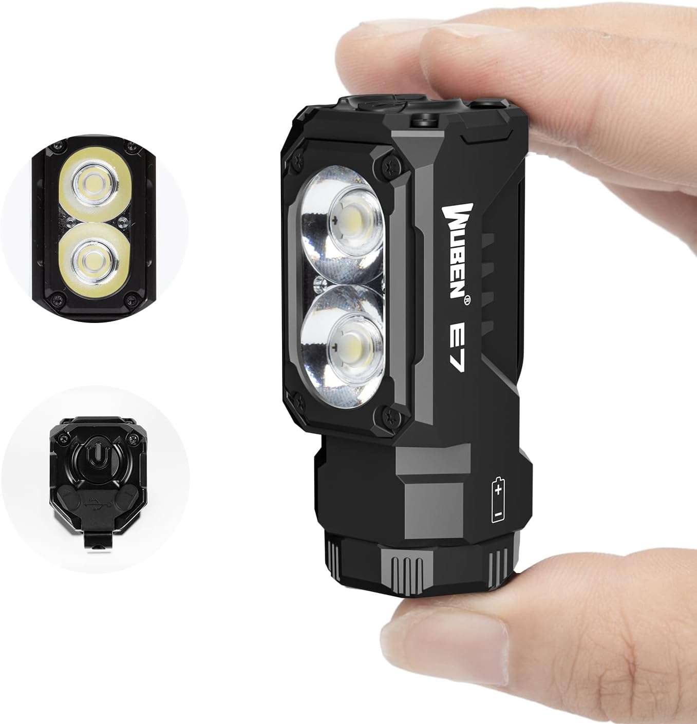 E7 Mini Flashlight - 1800 Lumen Rechargeable LED with Magnet, 6 Bright Modes, IP68 Waterproof, Perfect for Camping and Emergency Use