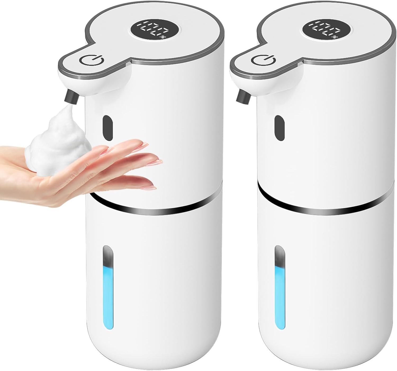 Touchless Automatic Liquid Soap Dispenser - USB Rechargeable, Adjustable 6 Levels, 12.8Oz Wall Mounted for Kitchen & Bathroom - Sleek White Design
