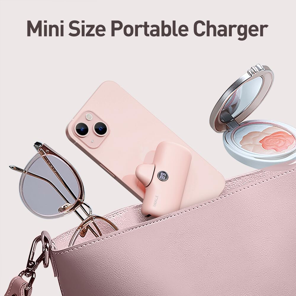 Mini 20W USB-C Portable Charger - 4,800mAh Fast Charging Power Bank for iPhone 15/16, Samsung, and Android Phones - Perfect for Travel