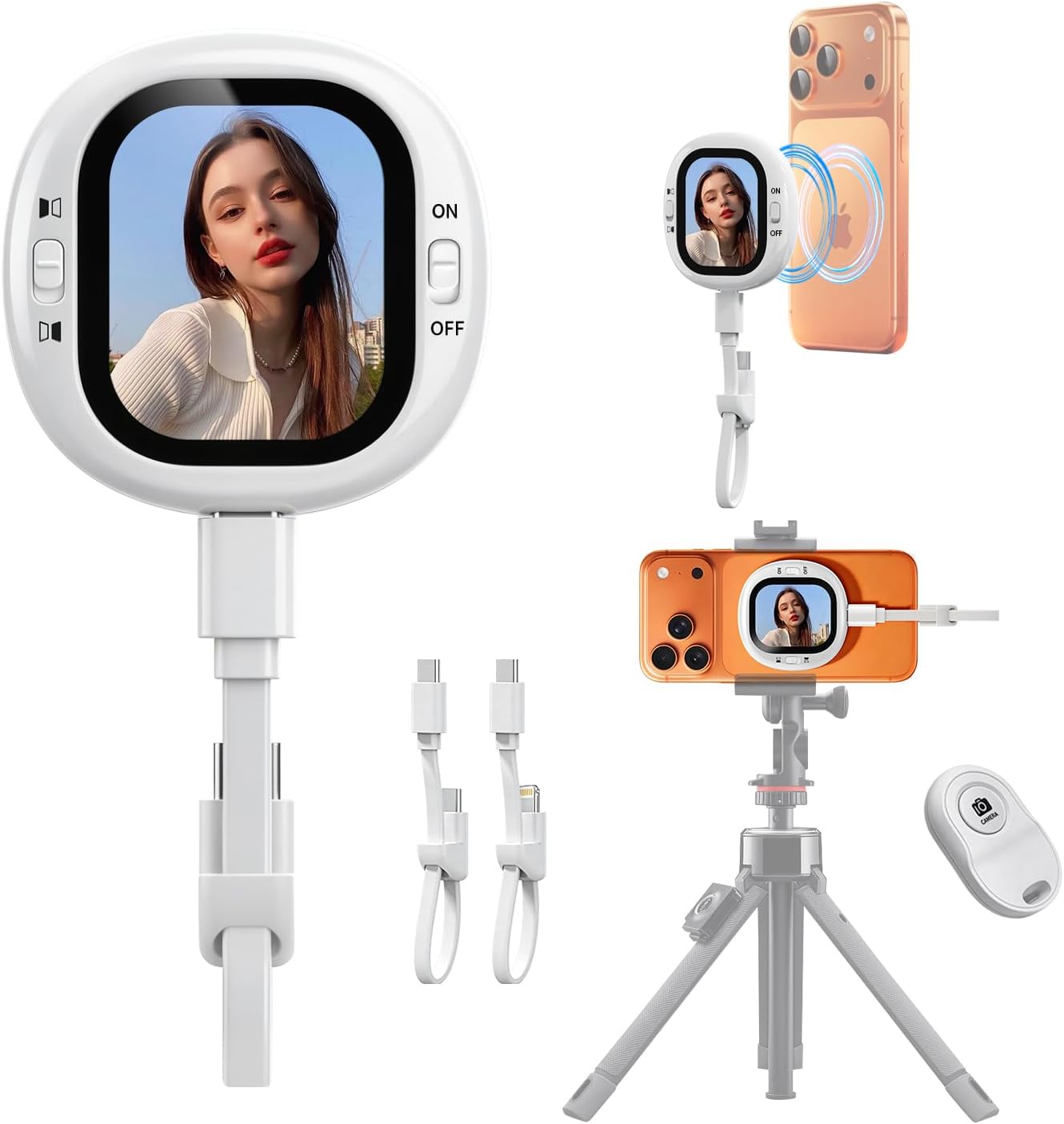 Mini Magnetic Vlog Selfie Monitor for iPhone - HD AMOLED Screen with Remote for TikTok & YouTube (iOS Only)