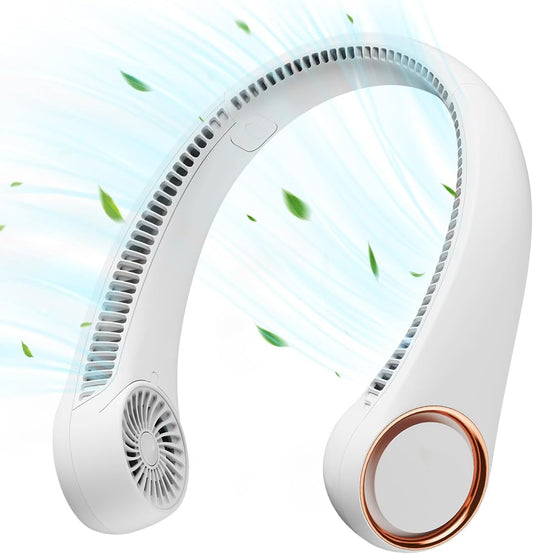 360° Hands-Free Portable Neck Fan - Rechargeable, 23.5Hrs Runtime, Ultra-Quiet Personal Wearable Cooling Fan for Summer Travel - Perfect Birthday Gift for Him & Her - White
