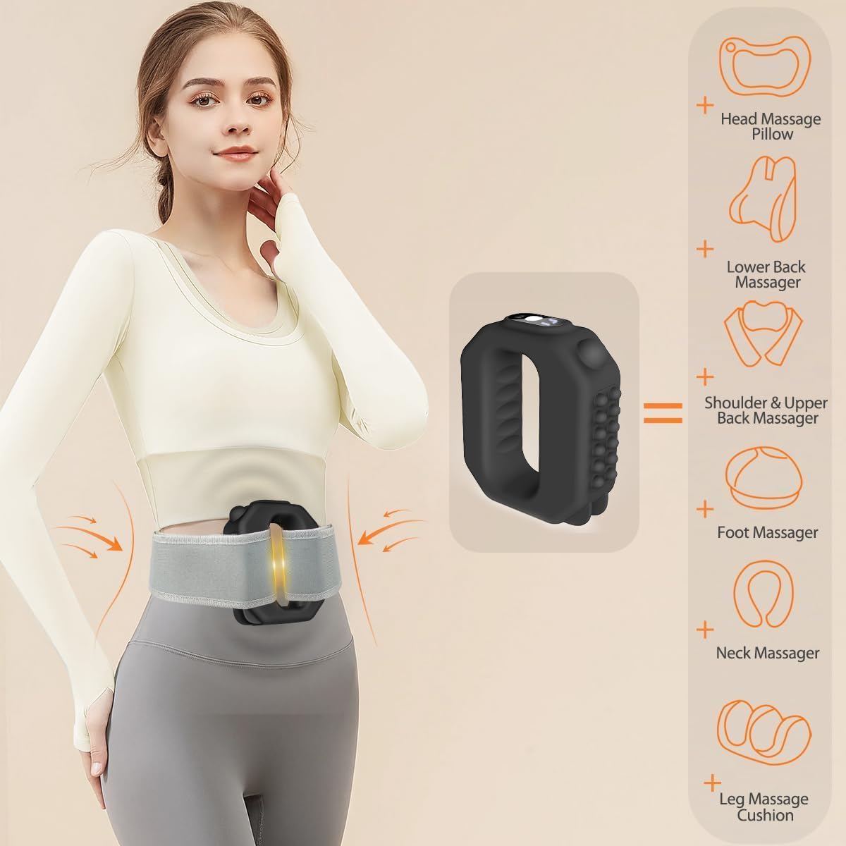R10 Fascia Ring Massager - Versatile Hands-Free Electric Massage Gun with Ergonomic Waist Belt, Adjustable Modes & Intensities for Ultimate Full-Body Relaxation