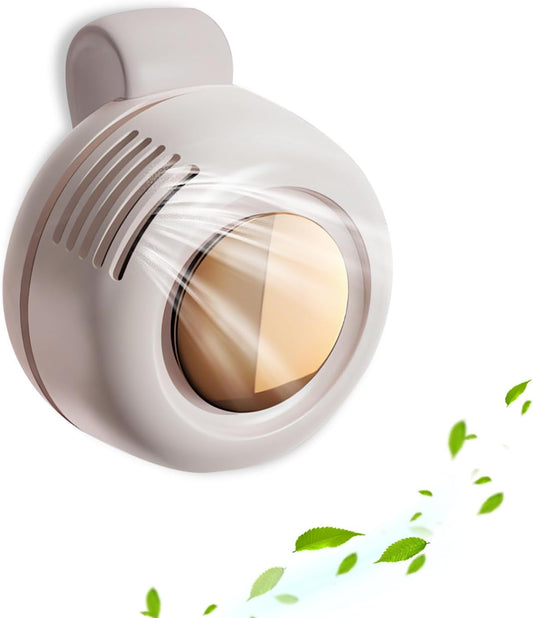 Compact Bladeless Fan - Silent, Clip-On, 3-Speed Electric Fan for Travel, Office & Outdoor Use - Perfect Gift & Travel Accessory (Type-C, White)