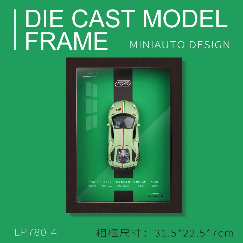 1:32 Photo Frame Version Alloy Metal Sports Car Model Simulation 3D Racing Car 