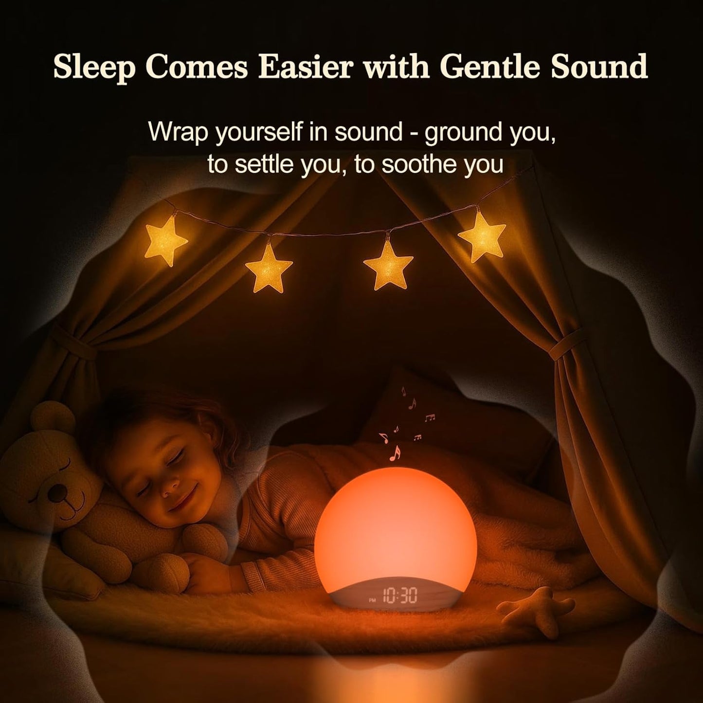 Sunrise Alarm Clock & Sound Machine - Wood Grain Design, Dimmable Nightlight, 26 Sleep Sounds, Perfect for Babies & Adults