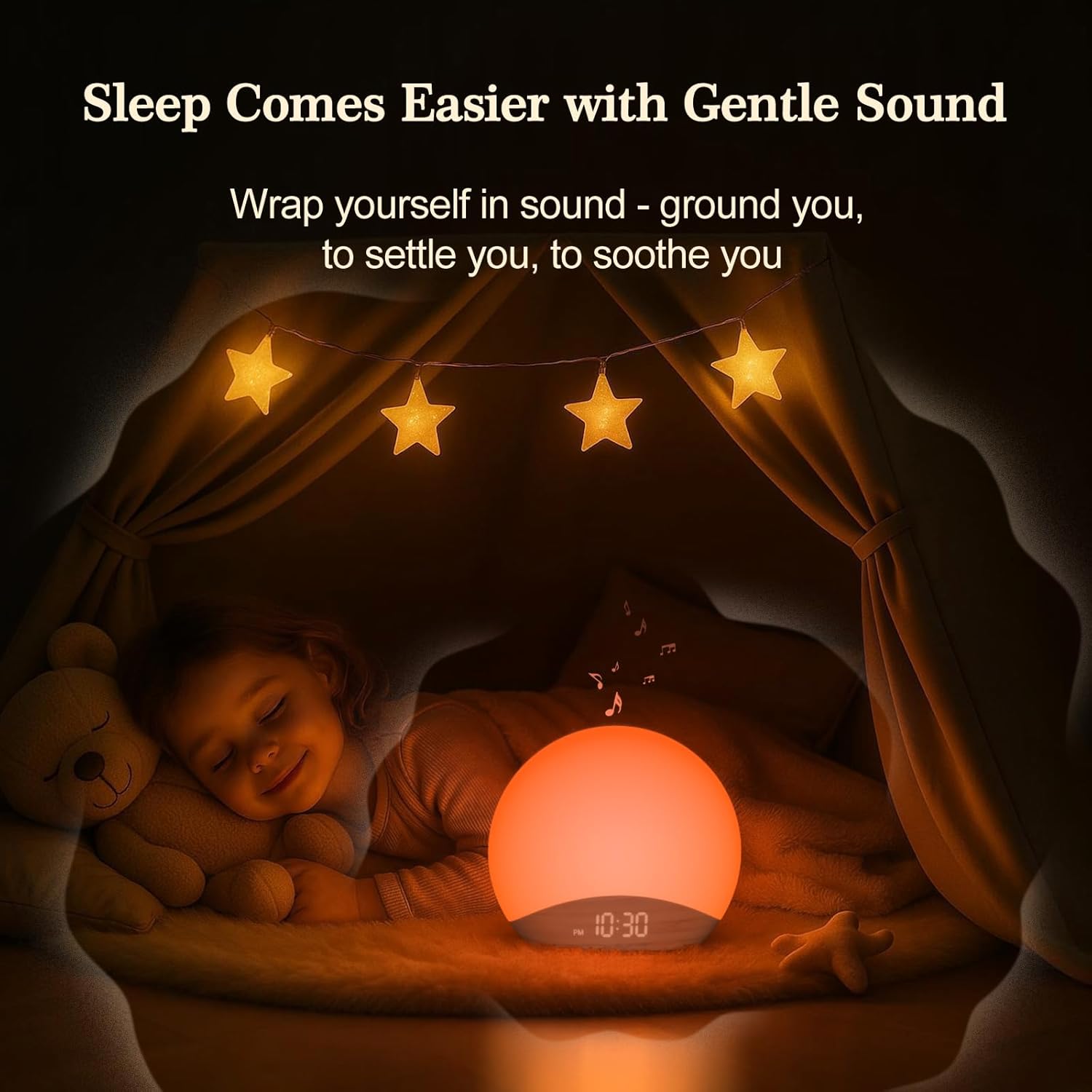 Sunrise Alarm Clock & Sound Machine - Wood Grain Design, Dimmable Nightlight, 26 Sleep Sounds, Perfect for Babies & Adults