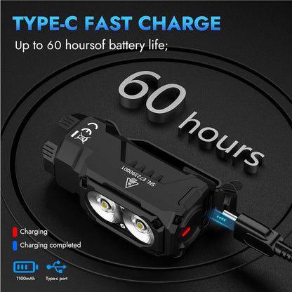 E7 Mini Flashlight - 1800 Lumen Rechargeable LED with Magnet, 6 Bright Modes, IP68 Waterproof, Perfect for Camping and Emergency Use
