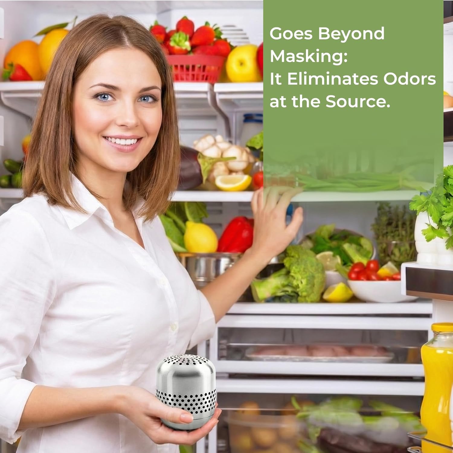 10-Year Lasting Refrigerator Deodorizer - Ultimate Odor Eliminator for Fridge, Closet, and Car - Superior to Baking Soda & Charcoal - Advanced Nano Catalyst Technology (1 Pack)